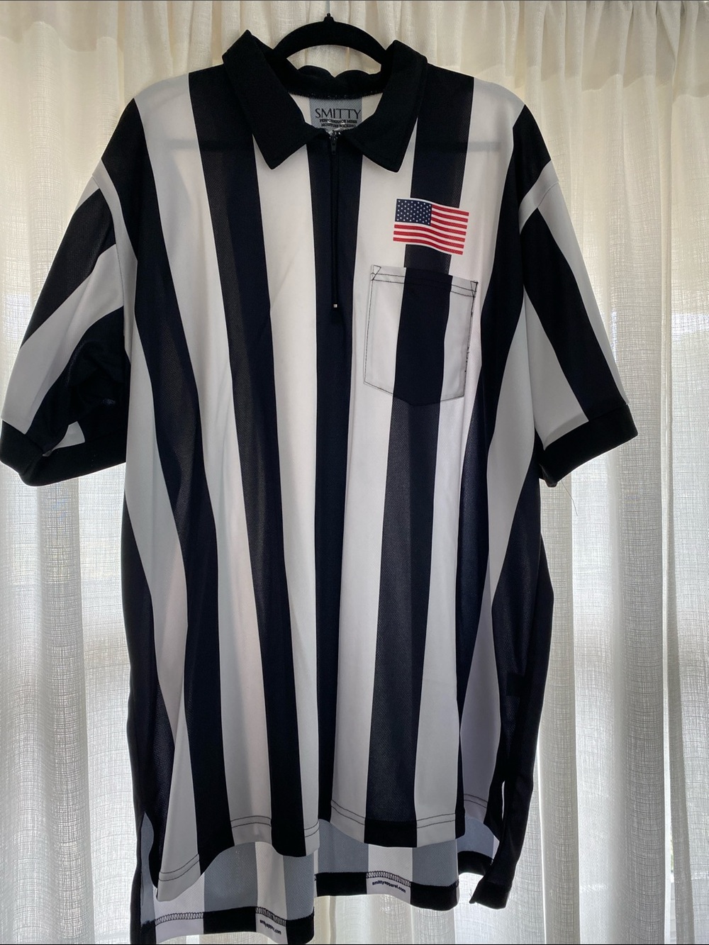 Smitty Black & White 1/4 zip Referee-Style Polo Shirt